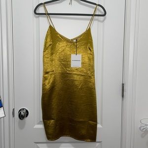 Glamorous gold mini satin dress